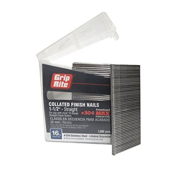 Grip-Rite Collated Finishing Nail, 1-1/2 in L, 16 ga, Straight MAXB64872